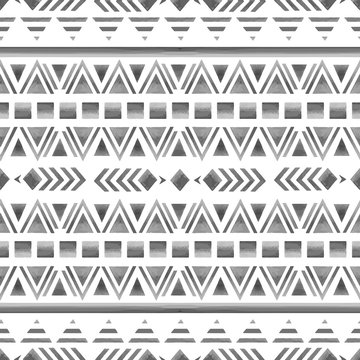 Ethnic seamless pattern. Geometrical watercolor print