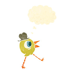 retro cartoon bird wearing hat