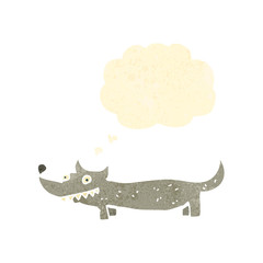 retro cartoon little dog with thought bubble
