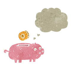 retro cartoon piggy bank