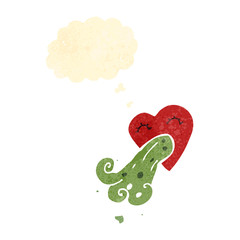retro cartoon love sick heart