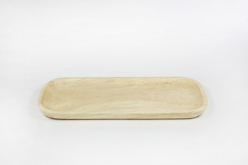 Wooden tray on white background
