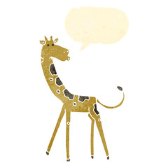 retro cartoon giraffe with speech bubble