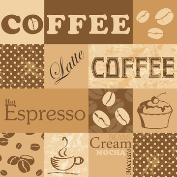 Vector seamless tiling patterns - coffee
