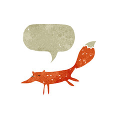 retro cartoon fox with speech bubble