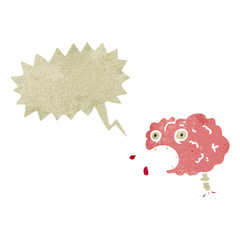 retro cartoon brain with speech bubble