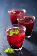 refreshing blueberry drink with lime and mint