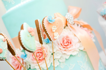 blue candy bar. the holiday table decoration