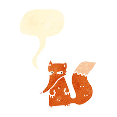 retro cartoon fox with speech bubble