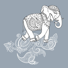 Elephant. Indian style. Decorative Vector illustration.
