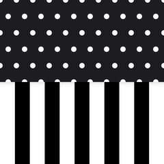 Abstract stripe pattern with polka dots seamless background.