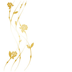Goldene Blumenranke mit Rosenbl&uuml;ten