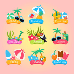 Naklejka premium Summer Party Labels And Elements Set Isolated 