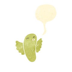 retro cartoon happy bird