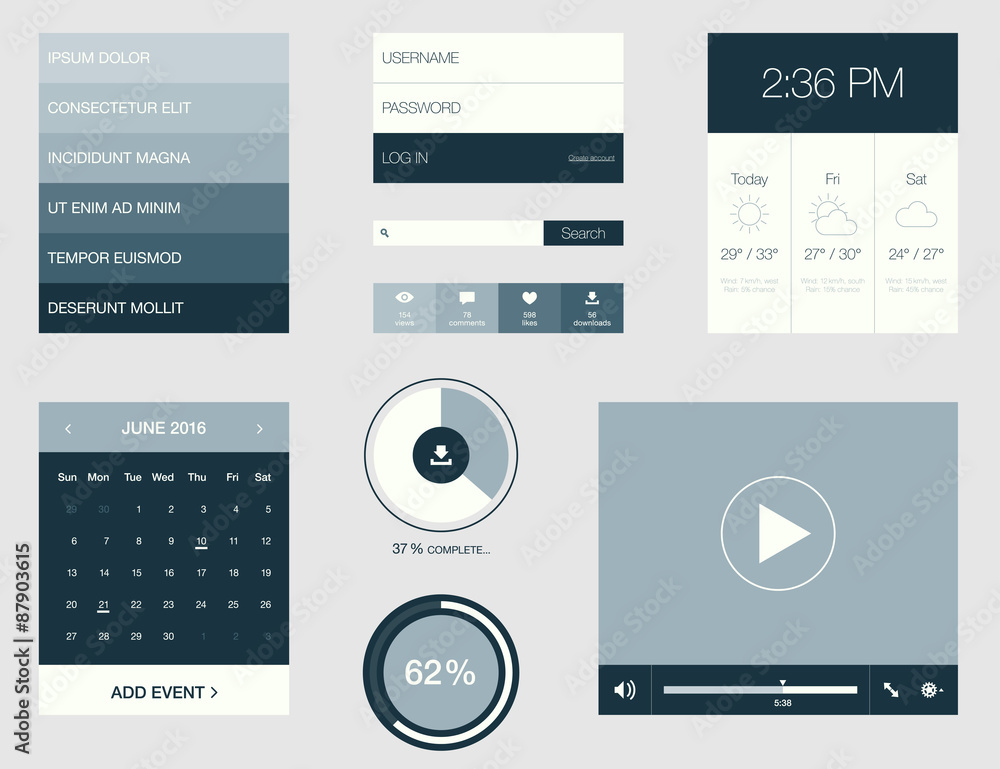 Aufkleber flat design graphic user interface concept