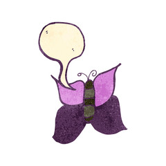 retro child's drawing of a butterfly