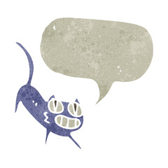 retro cartoon cat with speech bubble