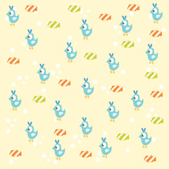 Little bird with sweet clouds background.