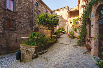 Fototapeta na wymiar Beautiful corners and streets of the medieval small town in Lazi