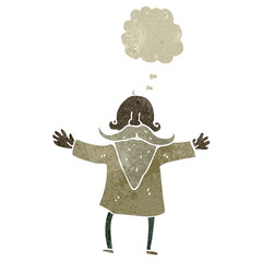 retro cartoon old man with thought bubble
