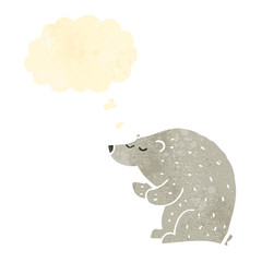 retro cartoon polar bear with thought bubble