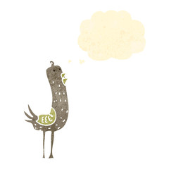 retro cartoon bird with thought bubble
