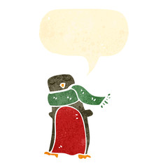 retro cartoon robin with speech bubble