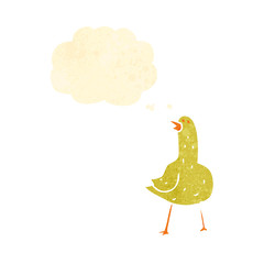 retro cartoon bird with thought bubble