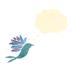 retro cartoon hummingbird with thought bubble