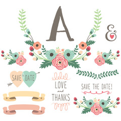 Hand Drawn Floral Wedding set