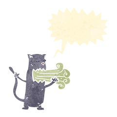 retro cartoon cat with bad breath