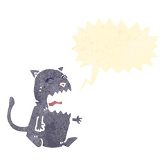 retro cartoon cat with speech bubble