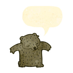 retro cartoon bear with speech bubble