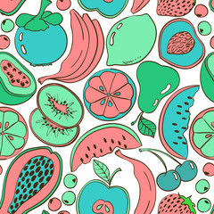 Cartoon colorful fruit seamless pattern.