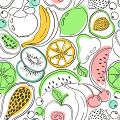 Fototapety  Doodle wzór kolorowy owoc.
