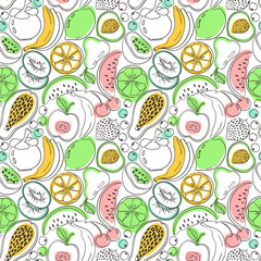 Cartoon colorful fruit seamless pattern.