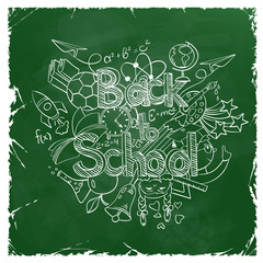 Back to School Scribbles on a Green Chalkboard.