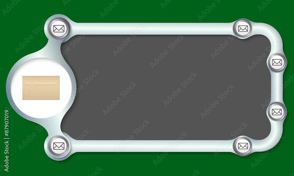 Poster metallic frame for your text and science and envelope