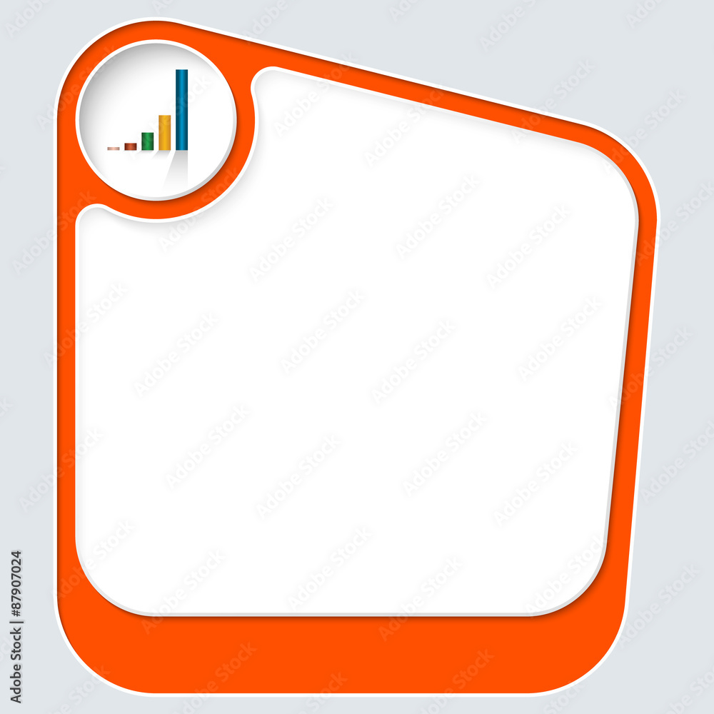 Poster Red box for your text with white frame and graph