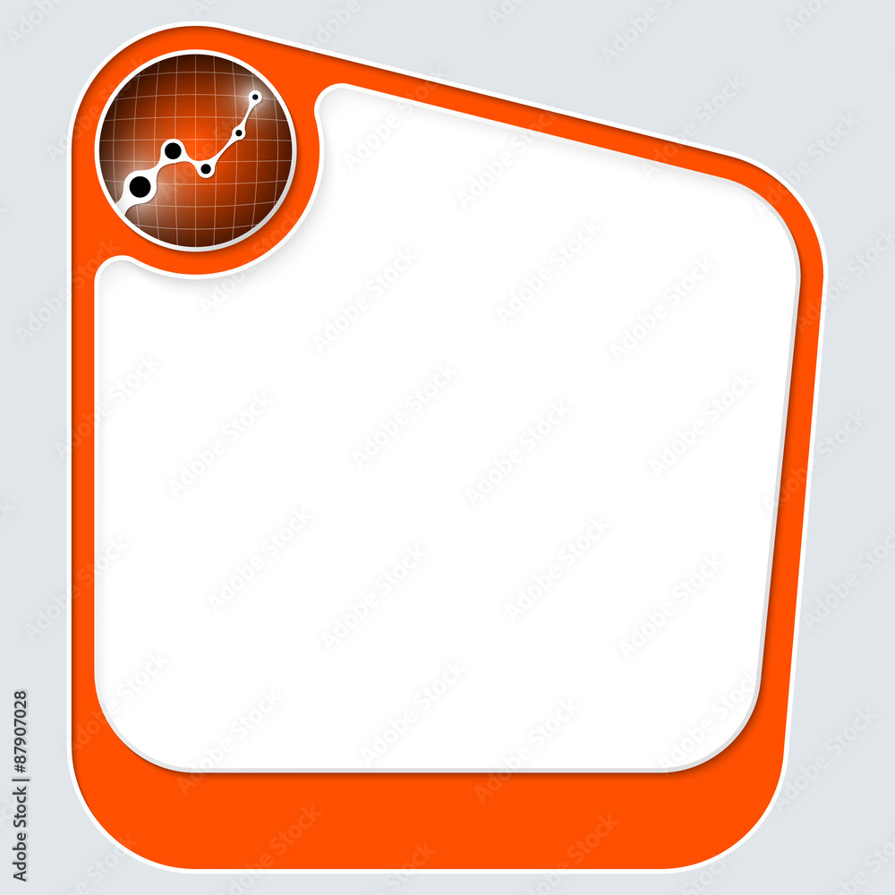 Poster Red box for your text with white frame and graph