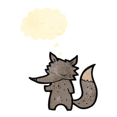 retro cartoon cute little wolf cub