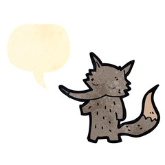 retro cartoon cute talking wolf