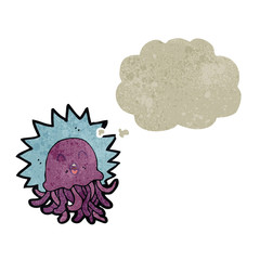 retro cartoon jellyfish