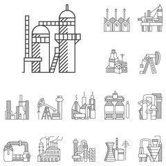 Plants and factories line icons