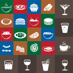 Food Icons Set: Vector Illustration, Graphic Design. Collection Of Colorful Icons. For Web, Websites, Print, Presentation Templates, Mobile Applications And Promotional Materials