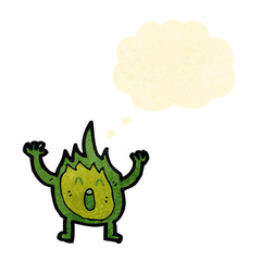 retro cartoon flame with thought bubble