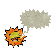 retro cartoon sun with speech bubble
