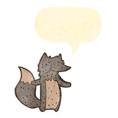 retro cartoon wolf with speech bubble