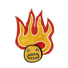 retro cartoon flaming emoticon face