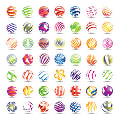 Sphere Icons Set - Isolated On White Background 